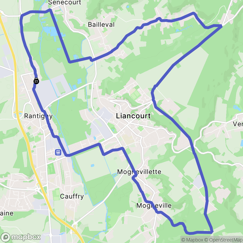 Uny-Saint-Georges : carte du parcours de randonnée - France