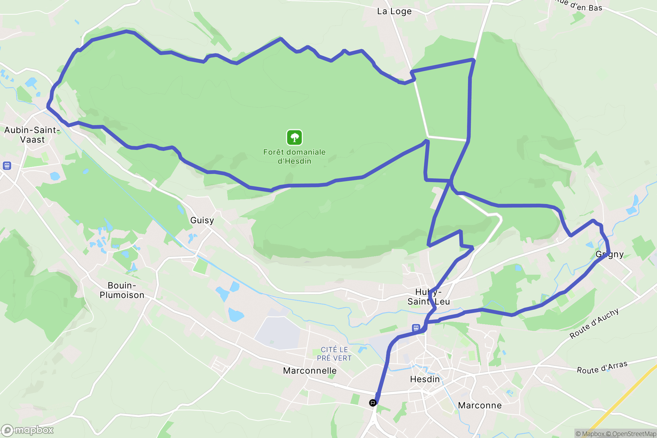 Hesdin : carte du parcours de randonnée - France