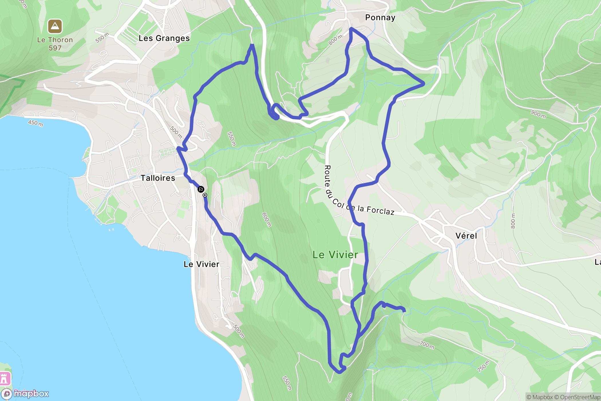 Talloires-Montmin : carte du parcours de randonnée - France