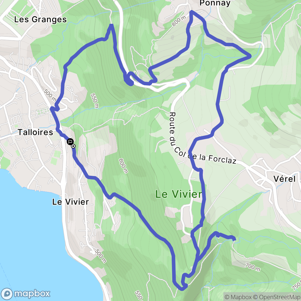 Talloires-Montmin : carte du parcours de randonnée - France