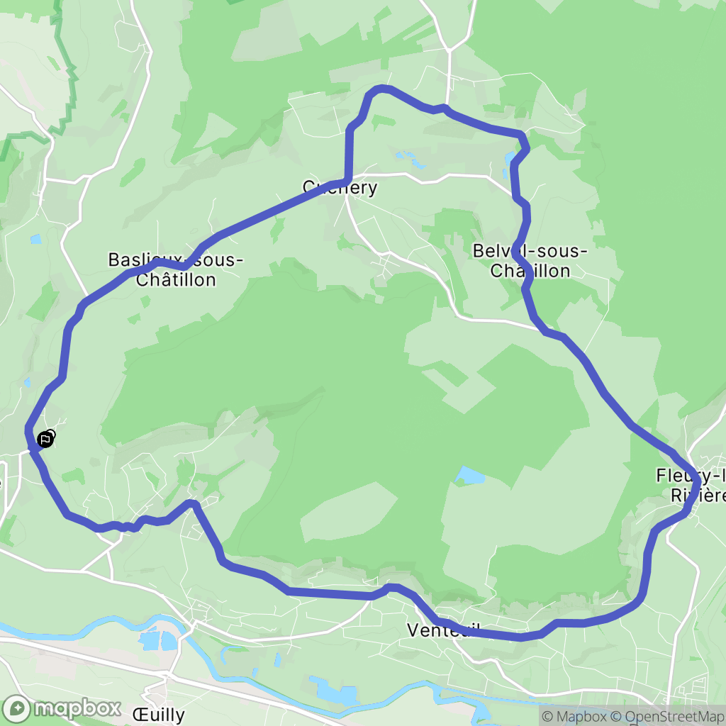 Montigny-sous-Chatillon : carte du parcours de randonnée - France