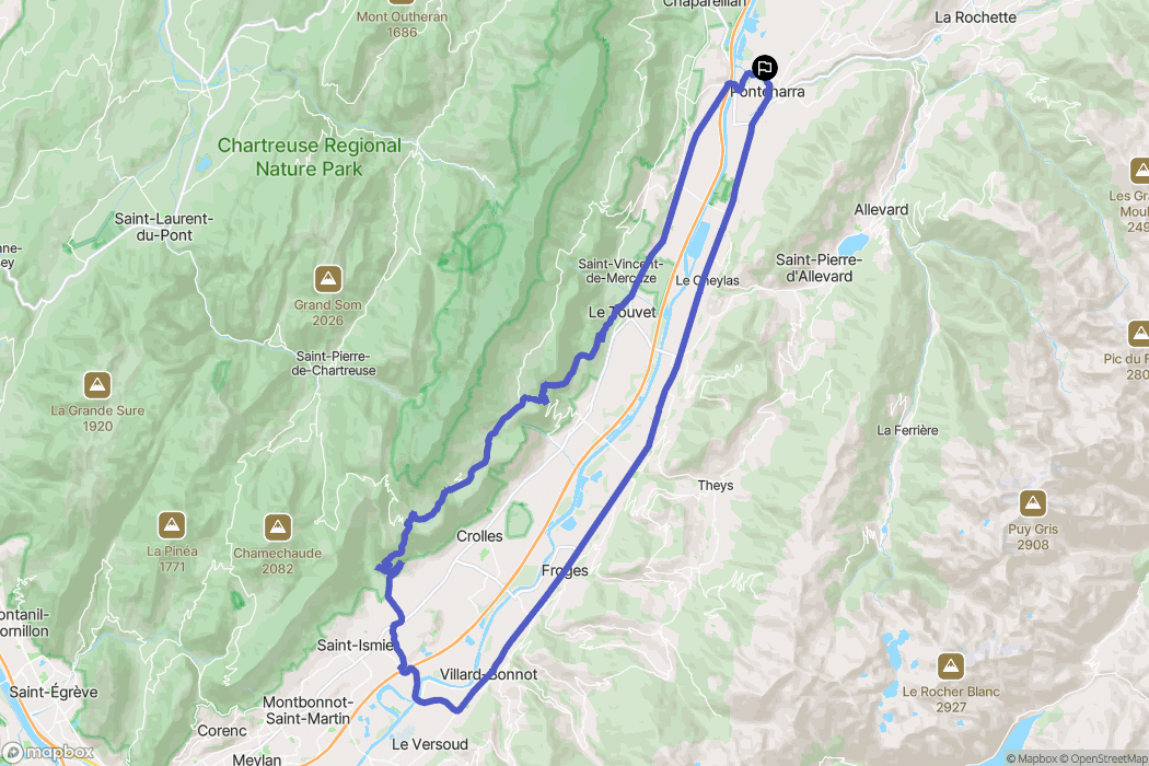 Le Pré Torchon, Pontcharra : carte du parcours de randonnée - France