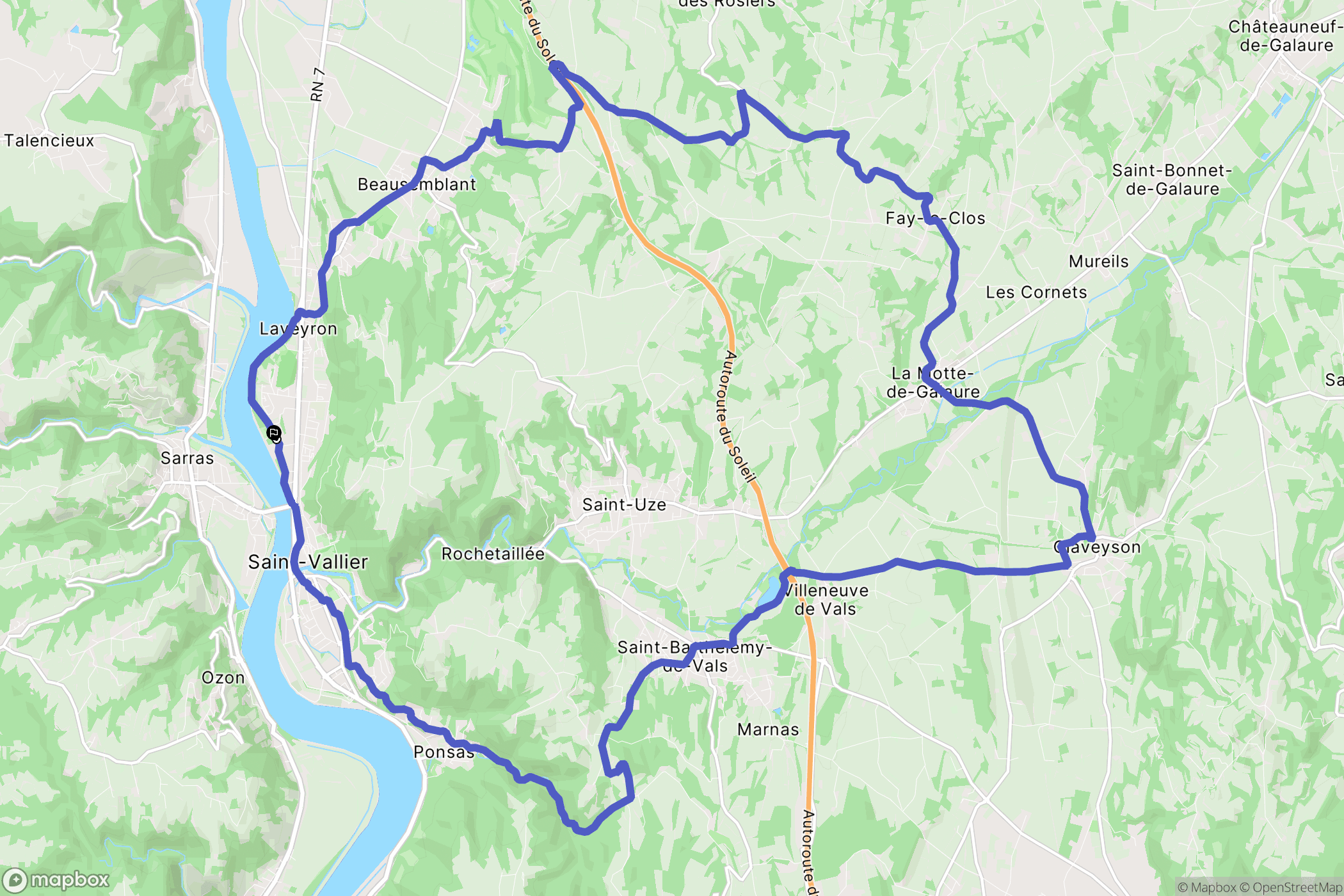 Saint-Vallier-sur-Rhône : carte du parcours de randonnée - France