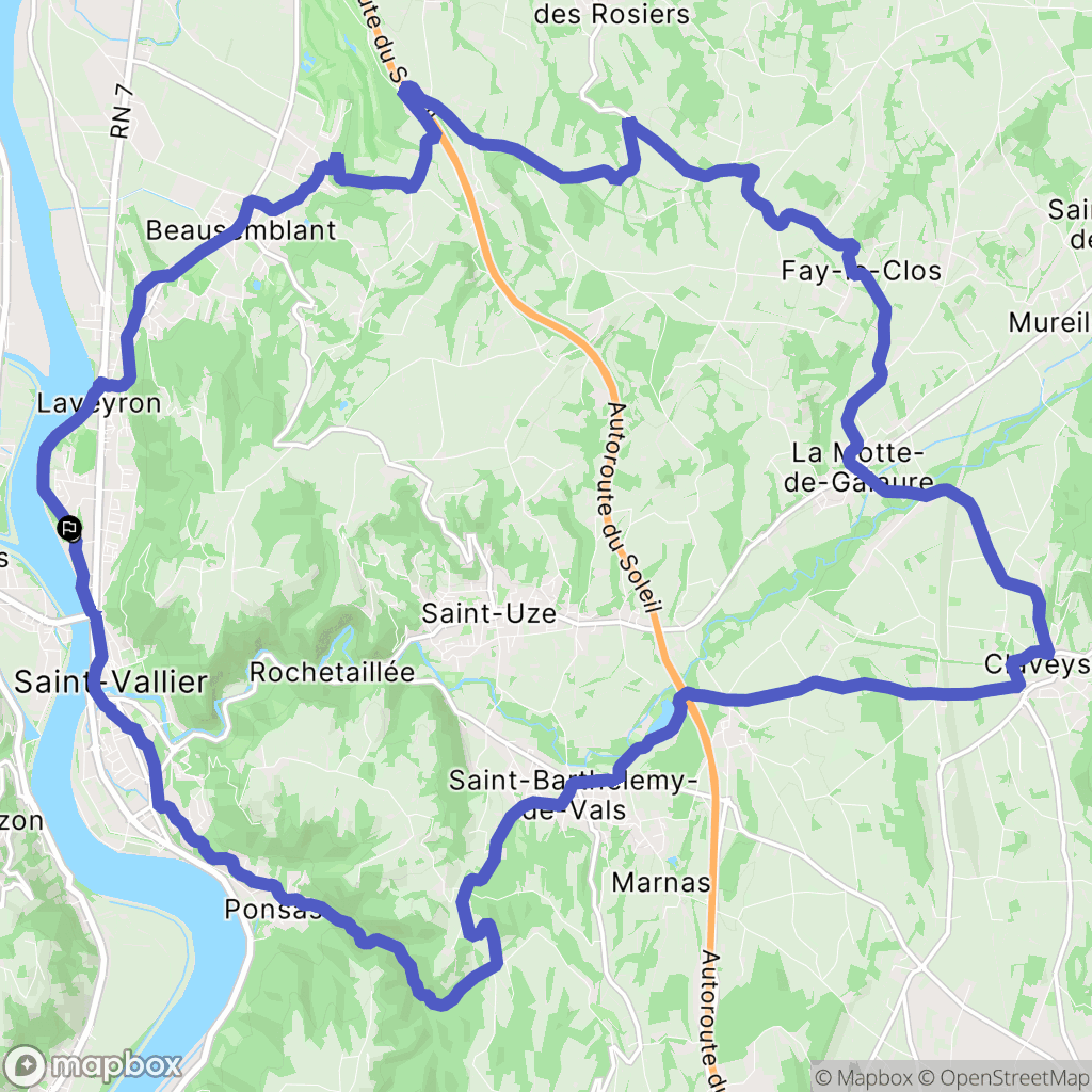 Saint-Vallier-sur-Rhône : carte du parcours de randonnée - France