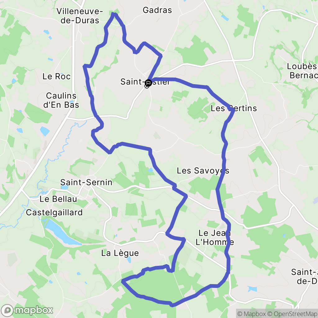 Saint-Astier : carte du parcours de randonnée - France