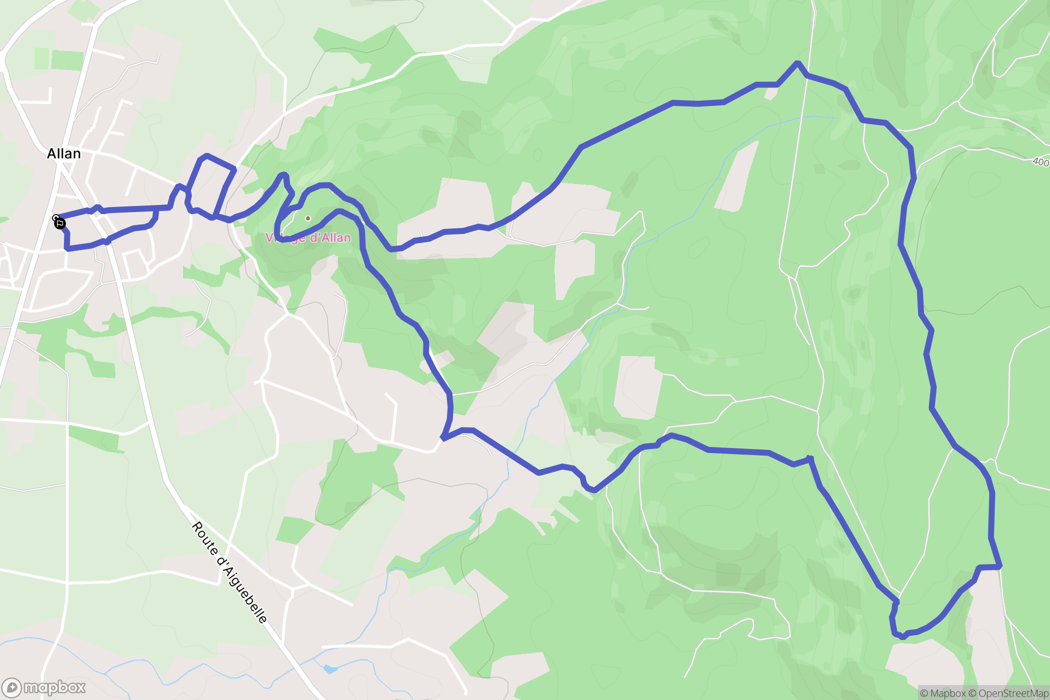 Allan : carte du parcours de randonnée - France
