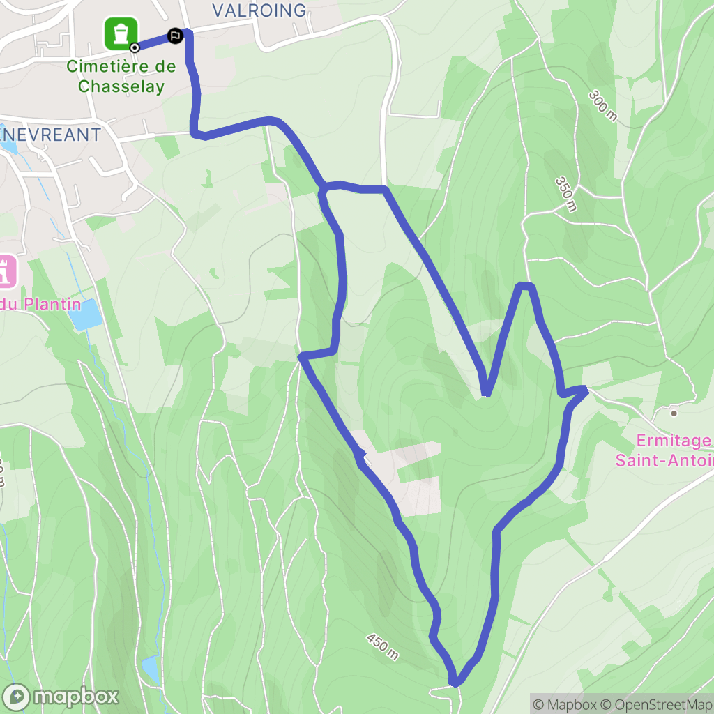Chasselay : carte du parcours de randonnée - France