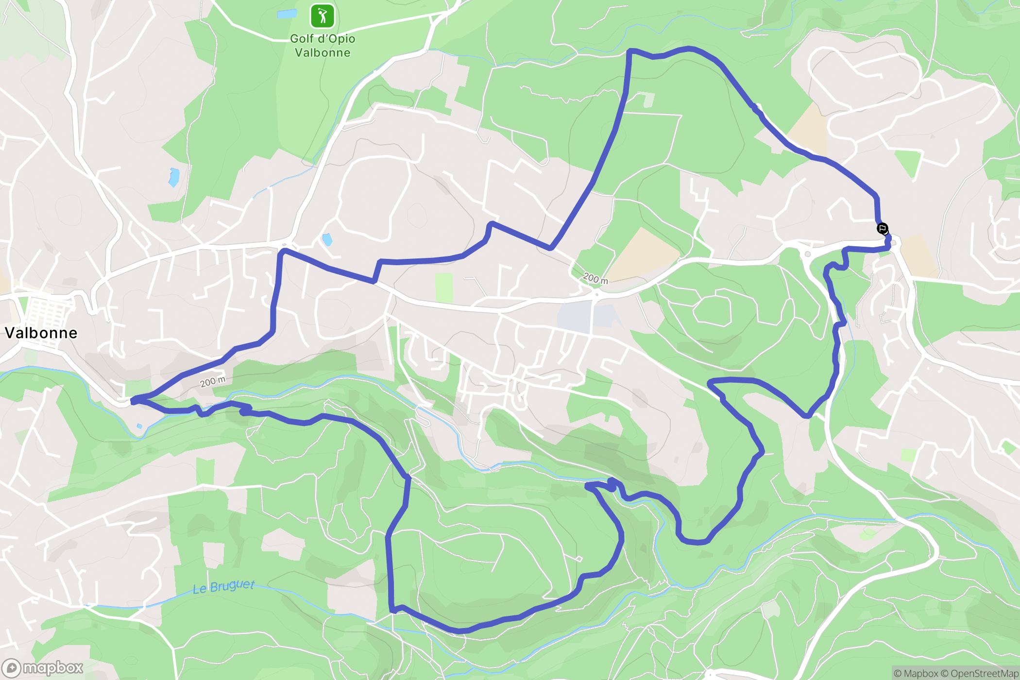 Pharmacie du Chêne Vert, Valbonne : carte du parcours de randonnée - France