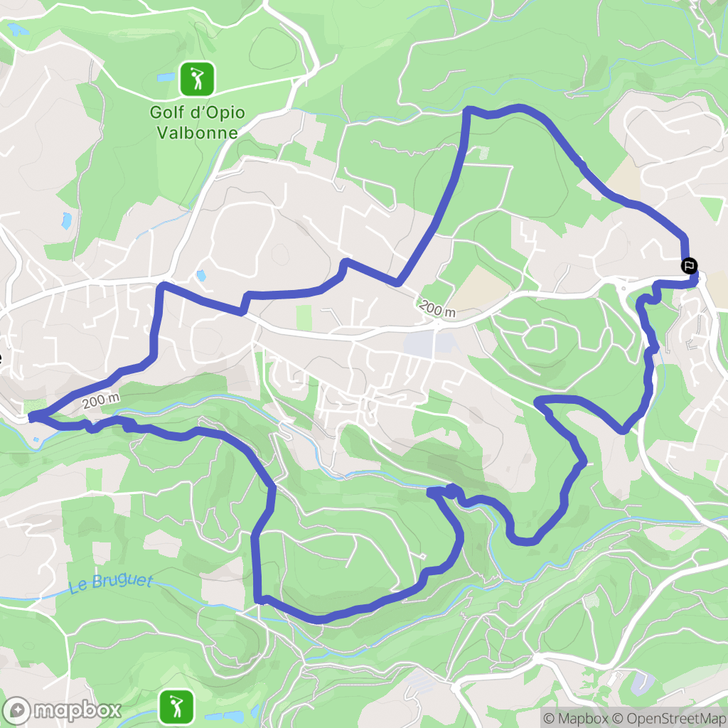 Pharmacie du Chêne Vert, Valbonne : carte du parcours de randonnée - France