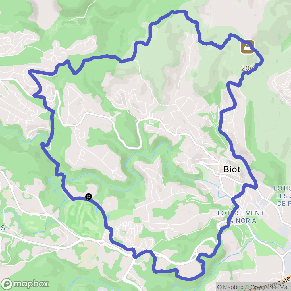 Sophia-Antipolis : carte du parcours de randonnée - France