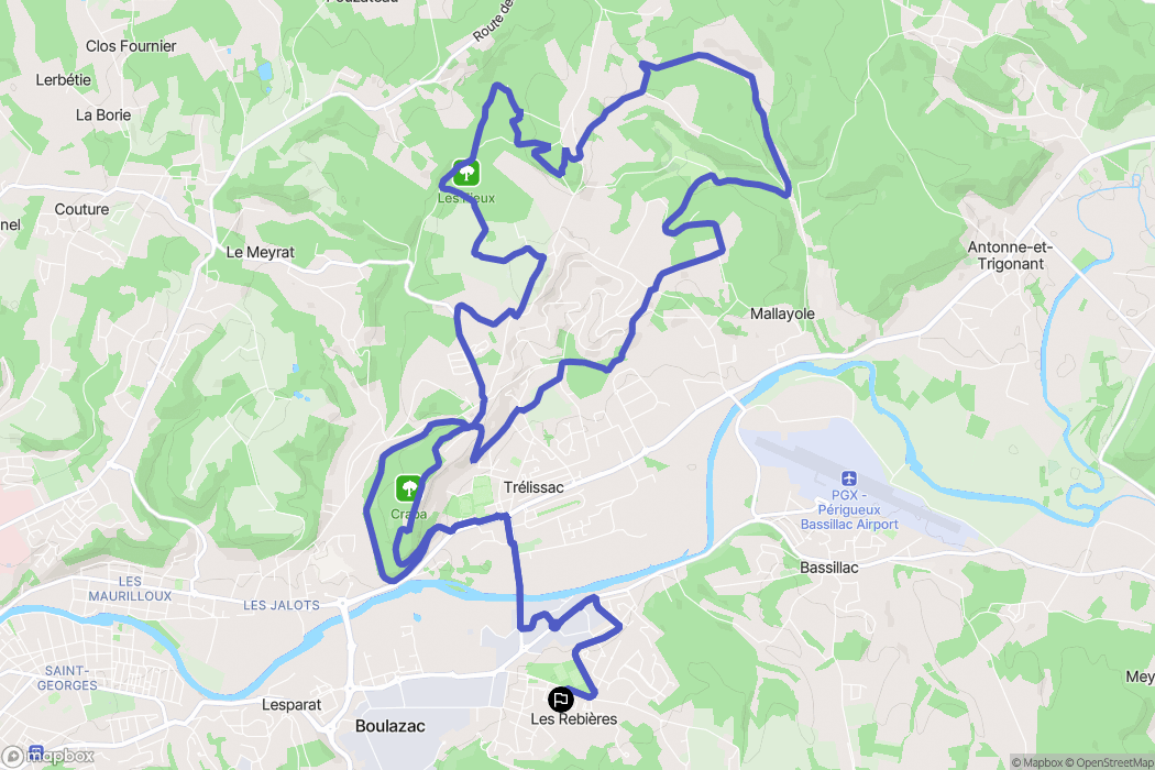 Boulazac : carte du parcours de randonnée - France