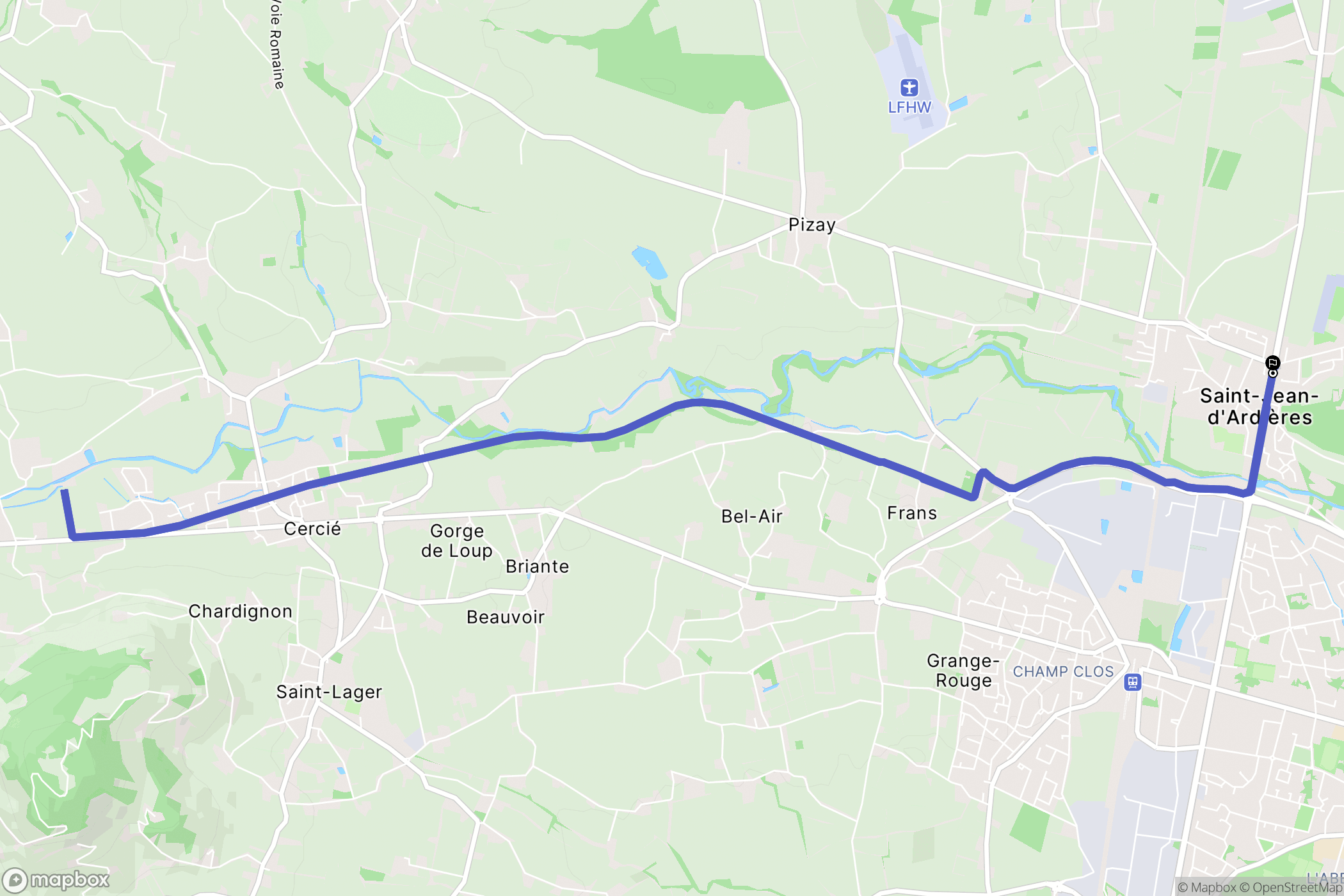 Saint-Jean-d'Ardières : carte du parcours de randonnée - France