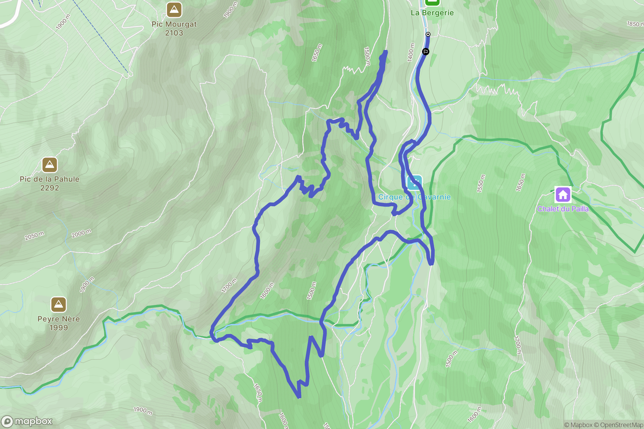 Gavarnie-Gèdre : carte du parcours de randonnée - France