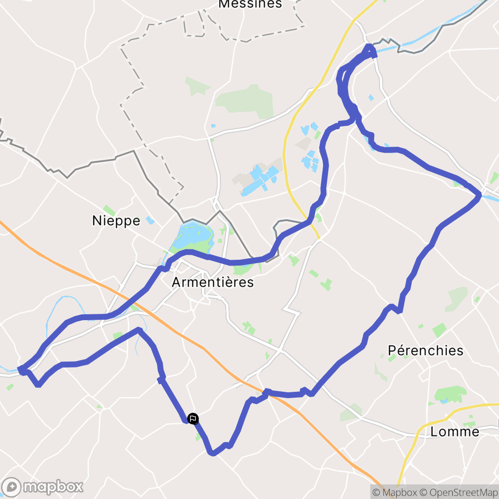 Armentières : carte du parcours de randonnée - France