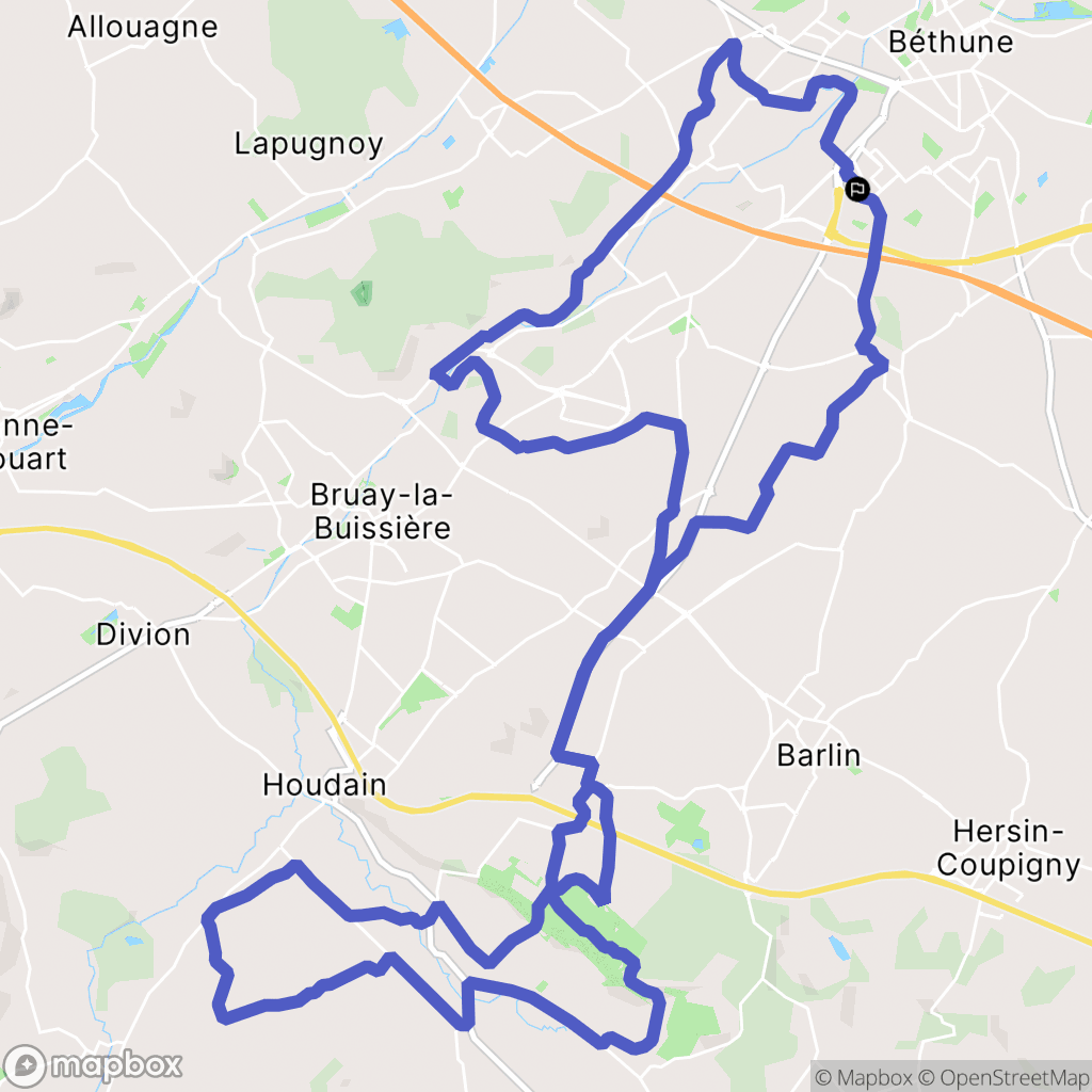Béthune : carte du parcours de randonnée - France