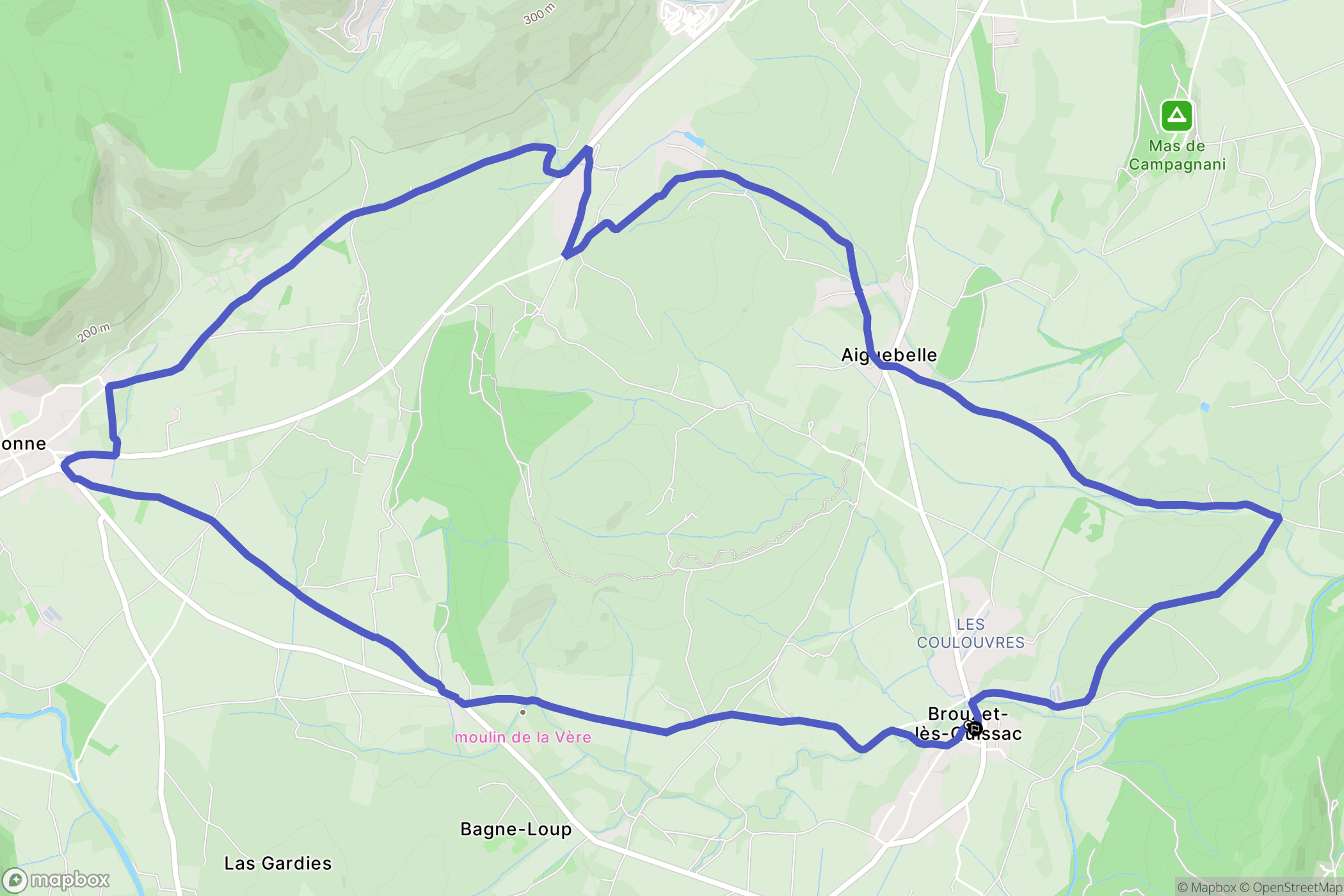 Brouzet-lès-Quissac : carte du parcours de randonnée - France