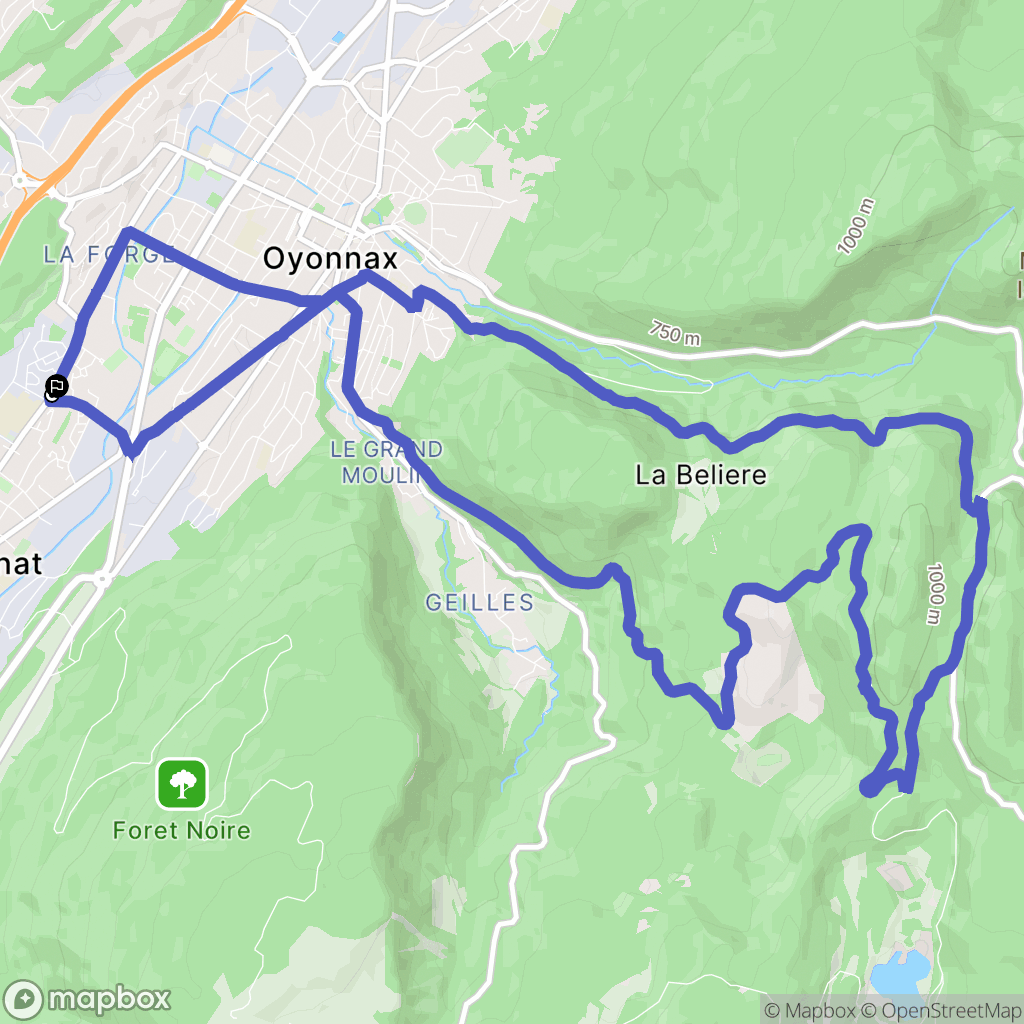Oyonnax : carte du parcours de randonnée - France