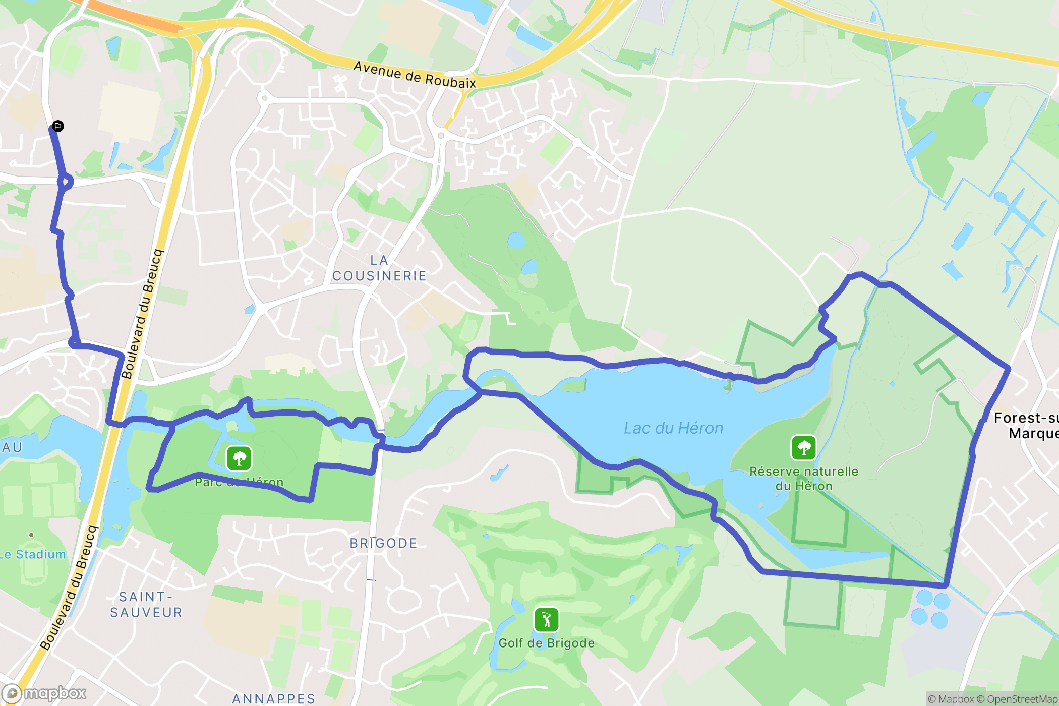 Lille, Villeneuve-D'ascq : carte du parcours de randonnée - France