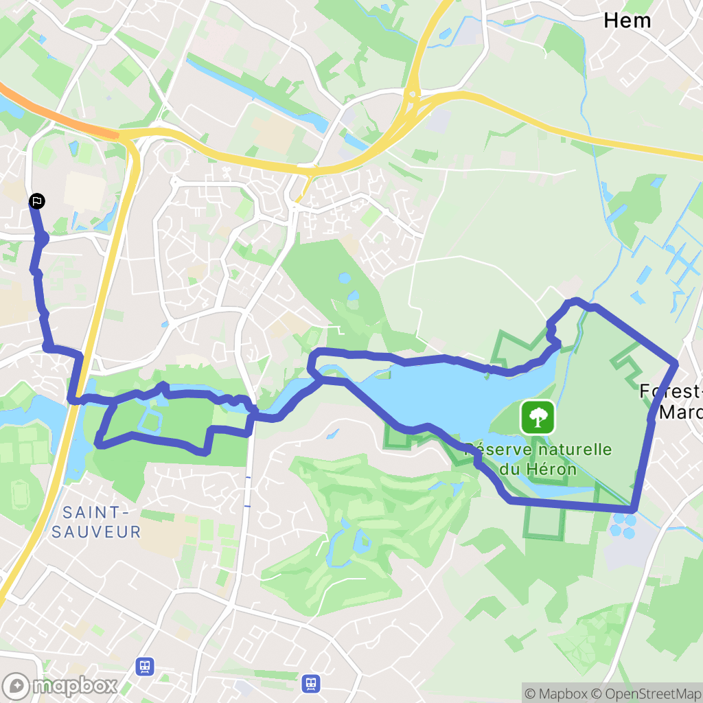 Lille, Villeneuve-D'ascq : carte du parcours de randonnée - France