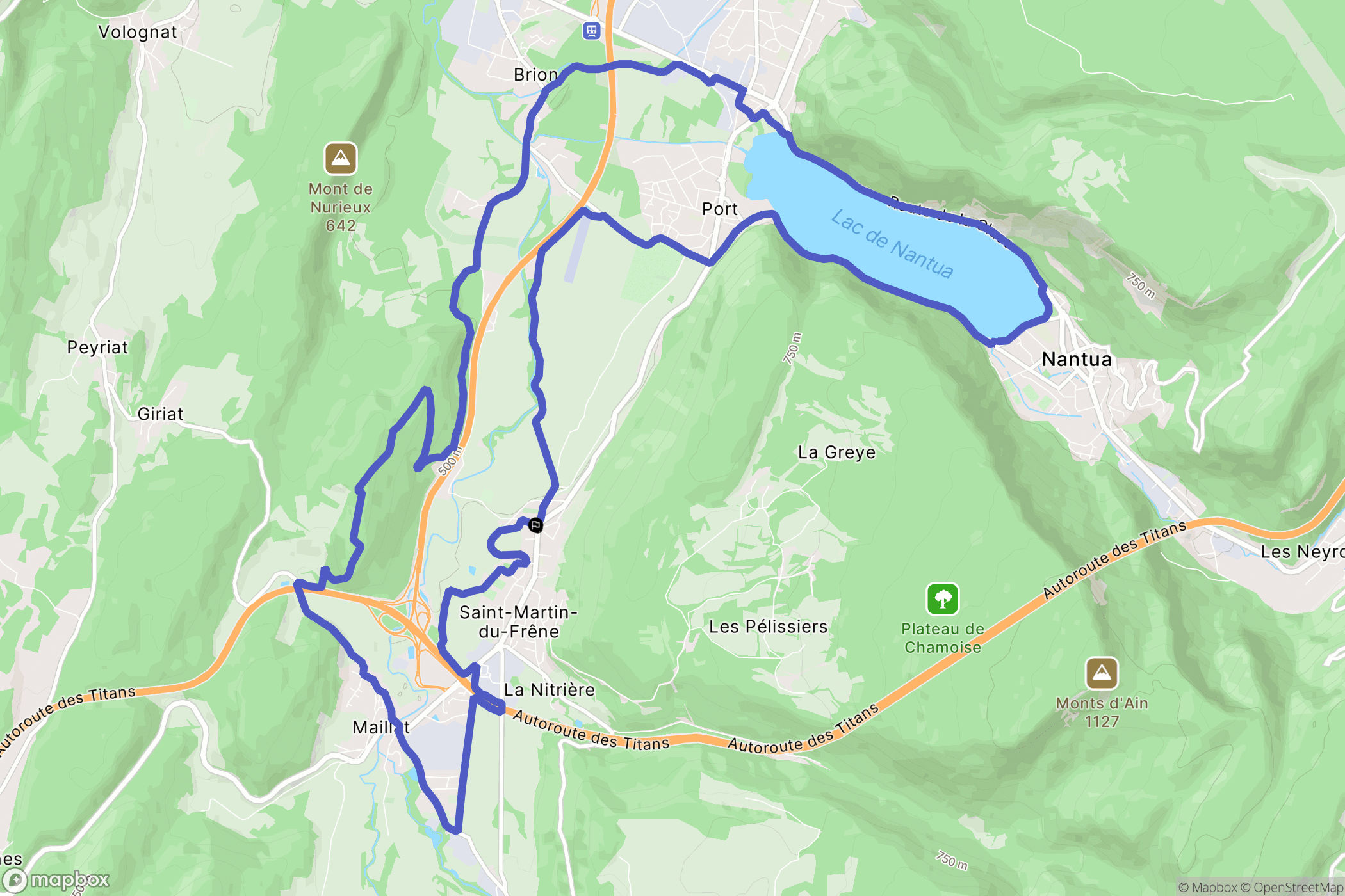 Saint-Martin-du-Frêne : carte du parcours de randonnée - France