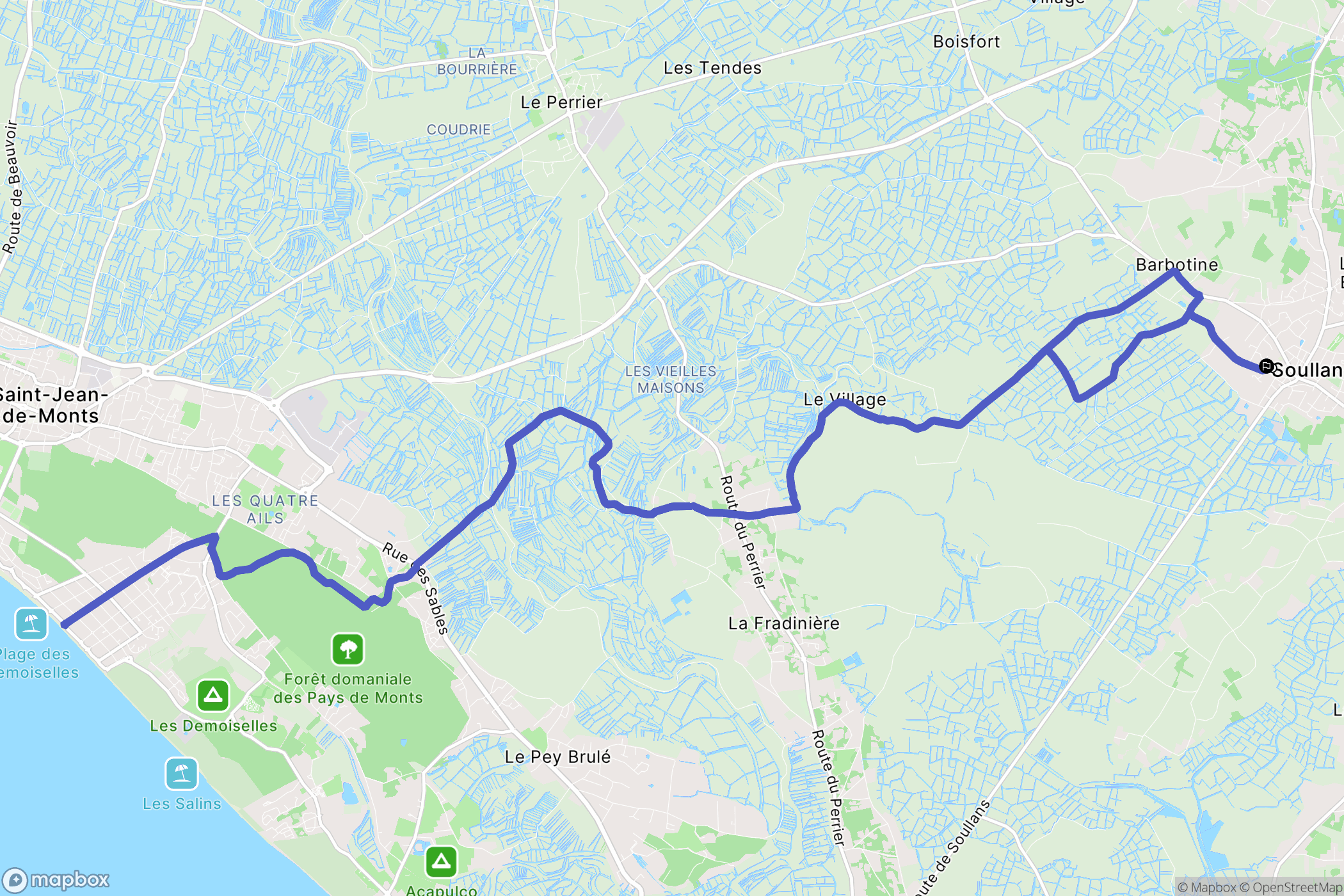 Soullans, Saint-Jean-De-Monts : carte du parcours de randonnée - France