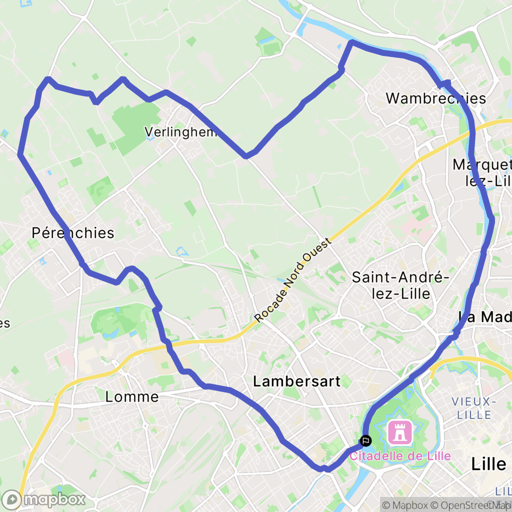 Lille : carte du parcours de randonnée - France