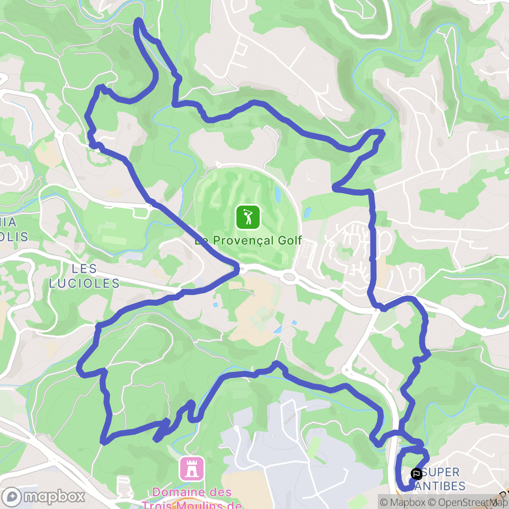 Super-Antibes : carte du parcours de randonnée - France