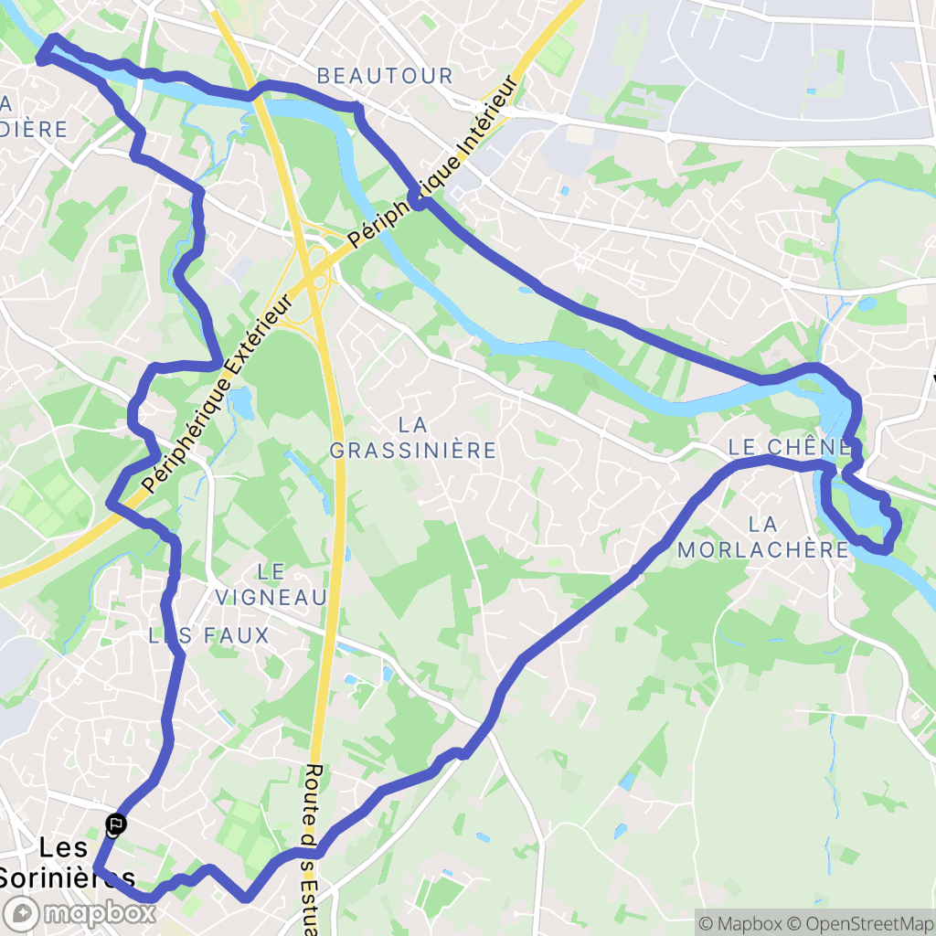 Les Sorinières, Nantes : carte du parcours de randonnée - France