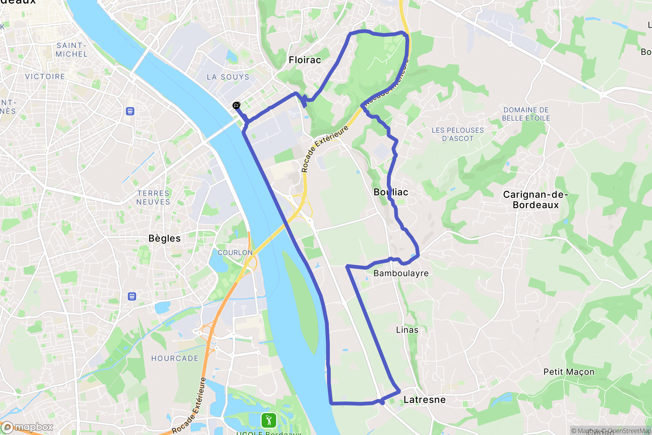 Bordeaux : carte du parcours de randonnée - France