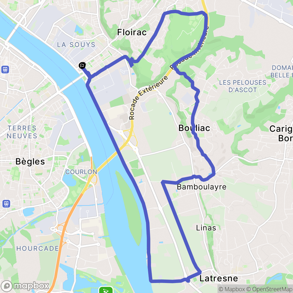 Bordeaux : carte du parcours de randonnée - France
