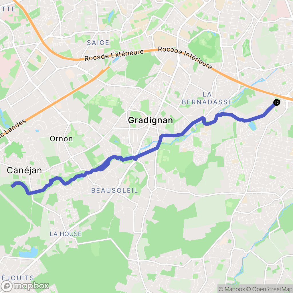 Gradignan : carte du parcours de randonnée - France