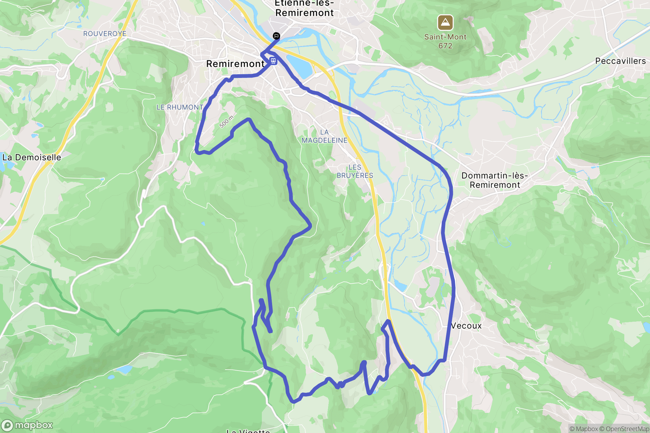 Remiremont : carte du parcours de randonnée - France