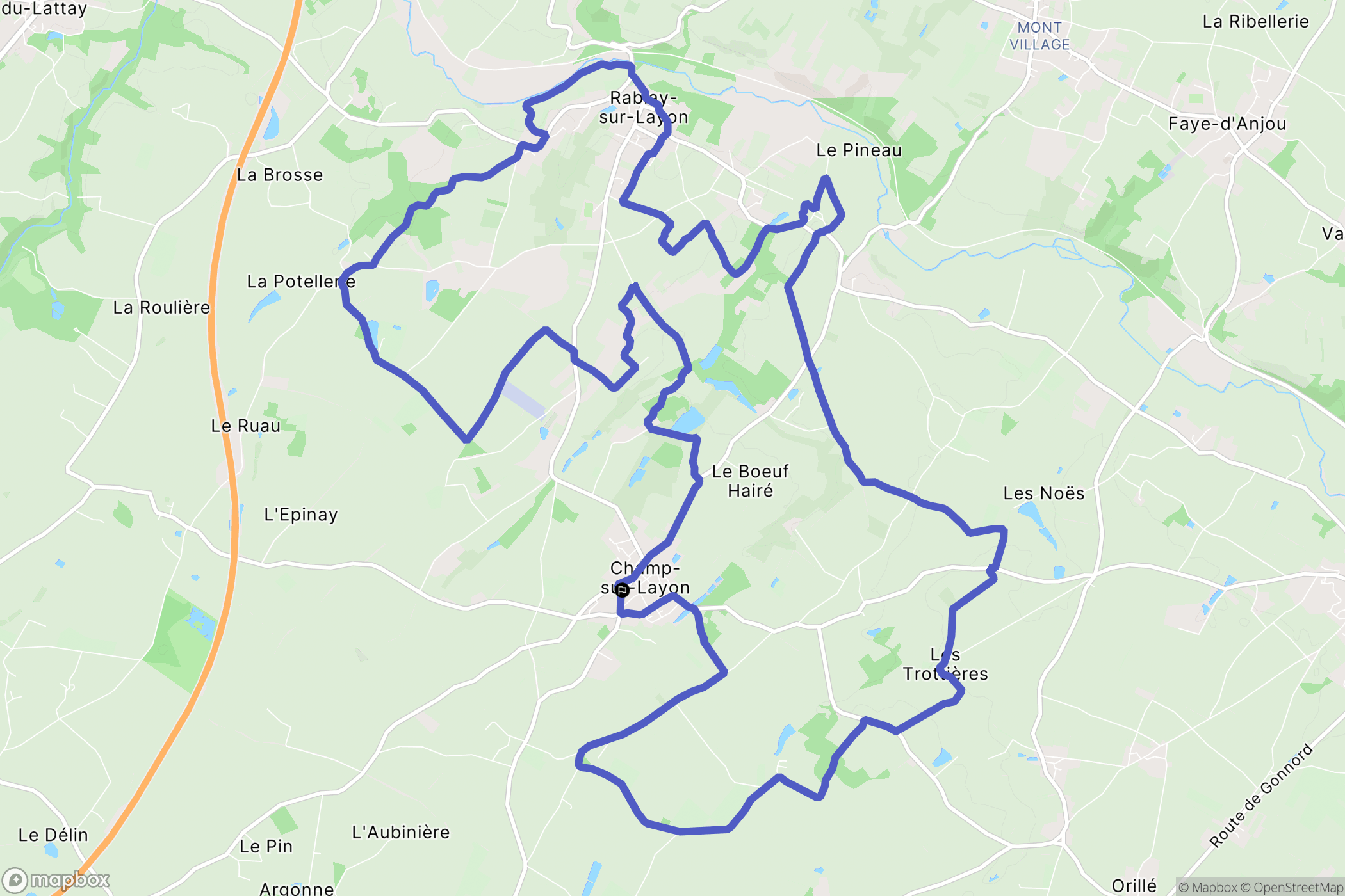 Champ-sur-Layon : carte du parcours de randonnée - France