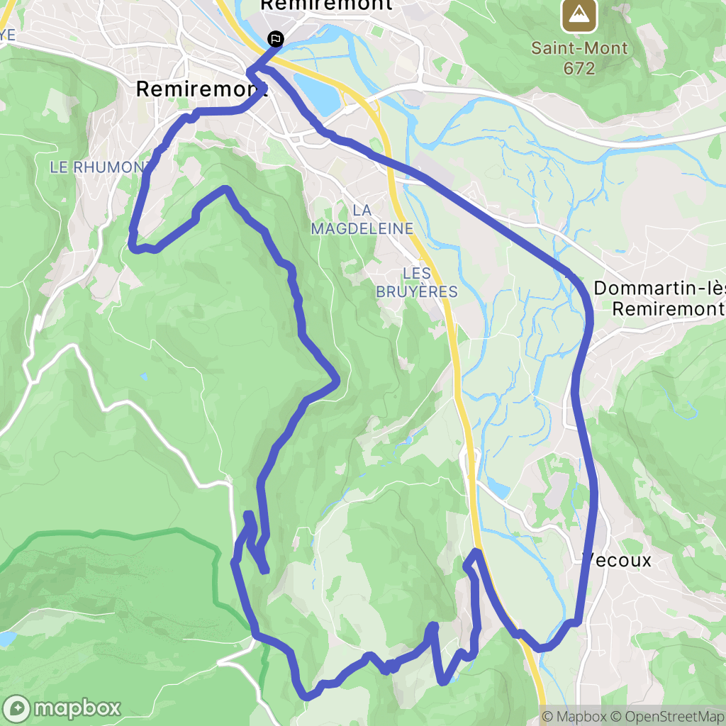 Remiremont : carte du parcours de randonnée - France