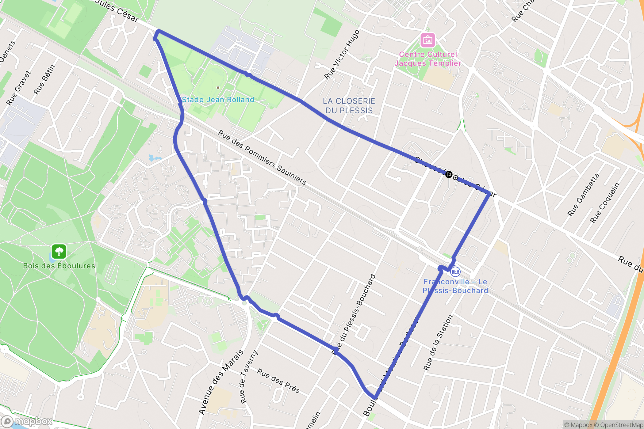 Le Plessis-Bouchard : carte du parcours de randonnée - France
