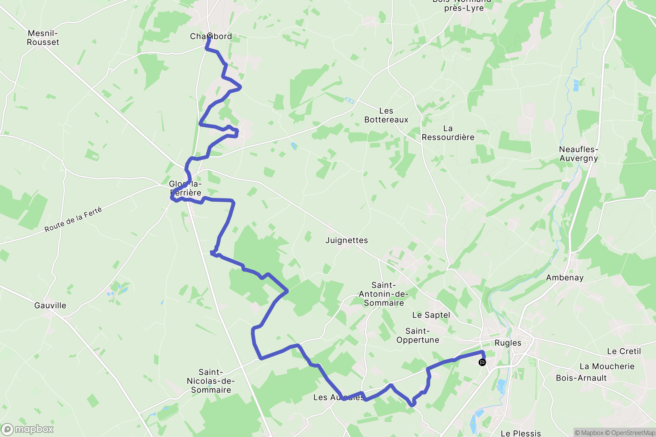 Rugles : carte du parcours de randonnée - France