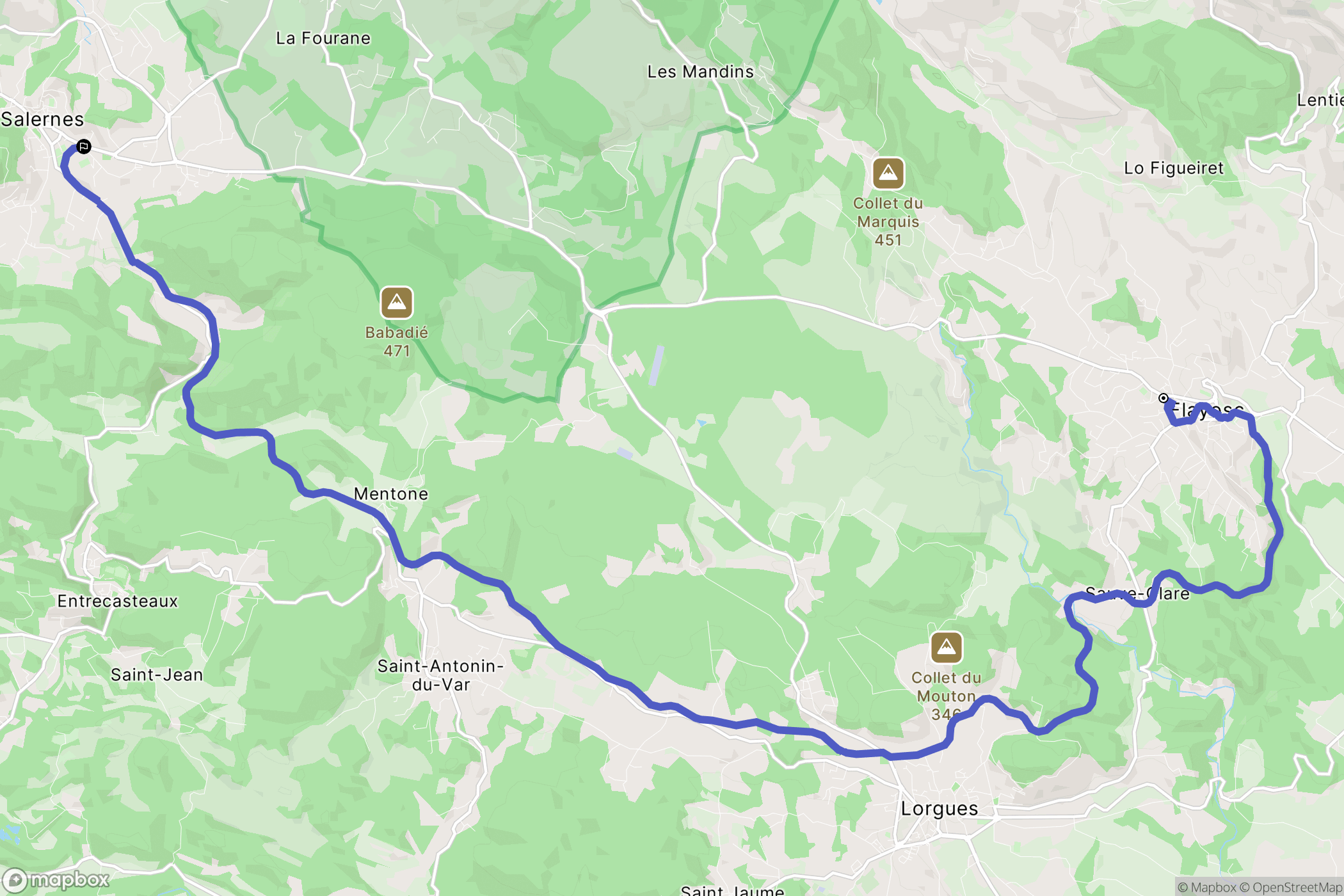 Salernes : carte du parcours de randonnée - France