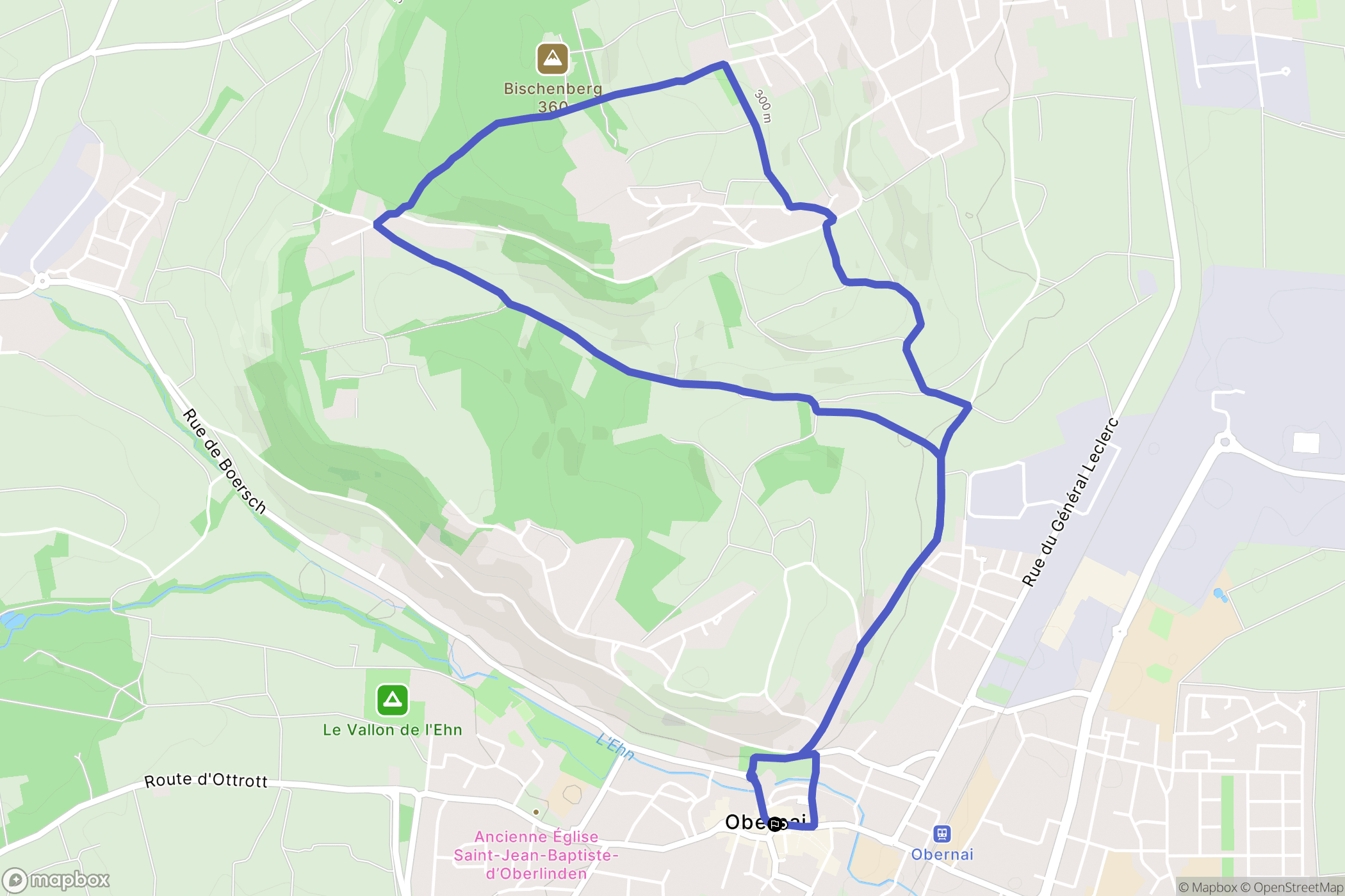 Obernay : carte du parcours de randonnée - France