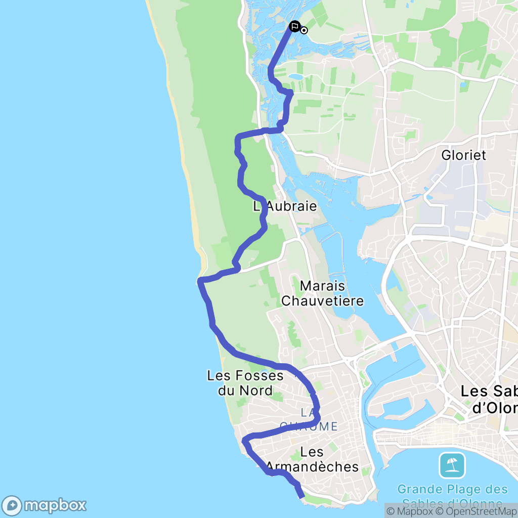 Olonne-sur-mer : carte du parcours de randonnée - France