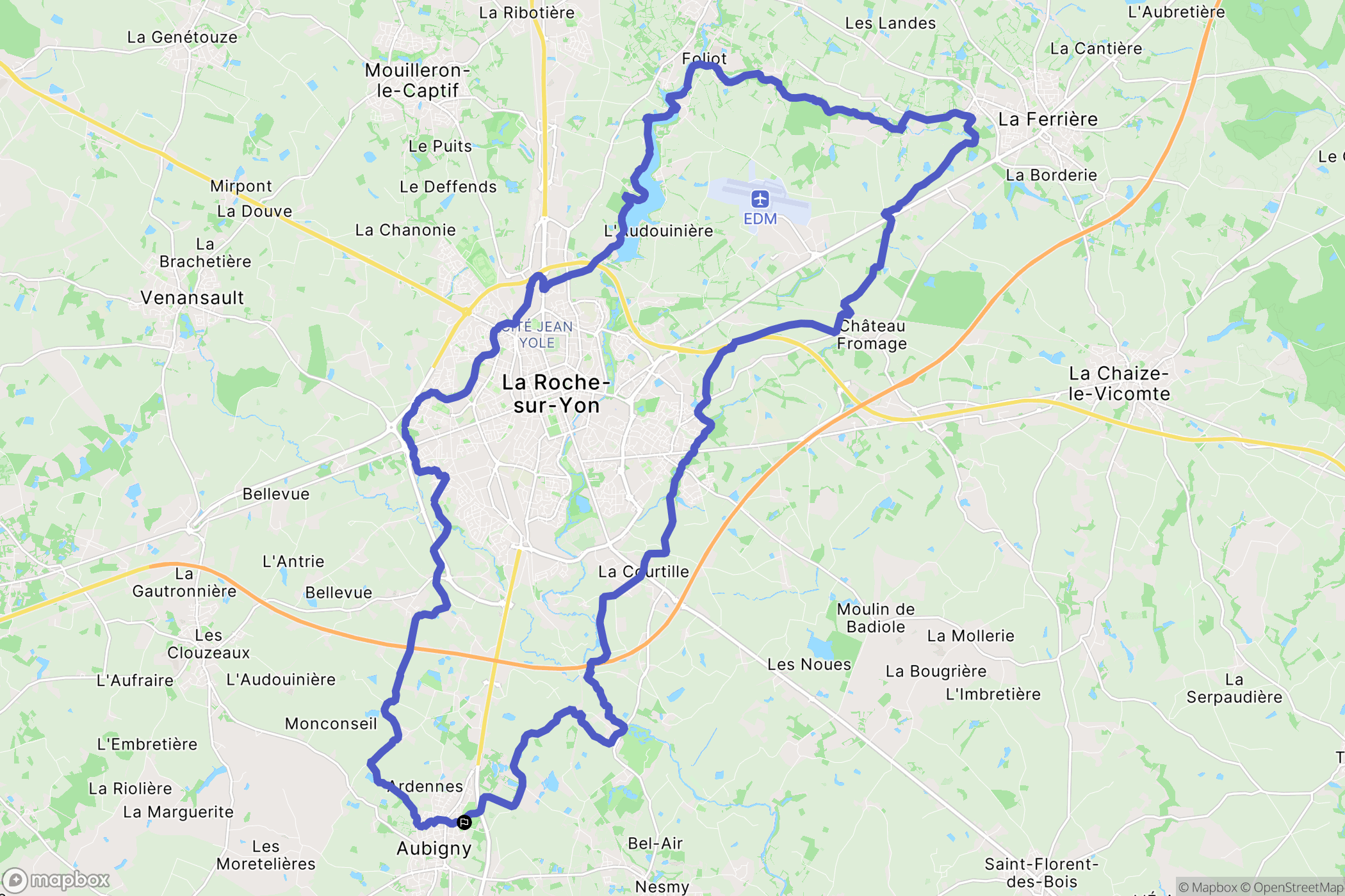 Aubigny : carte du parcours de randonnée - France