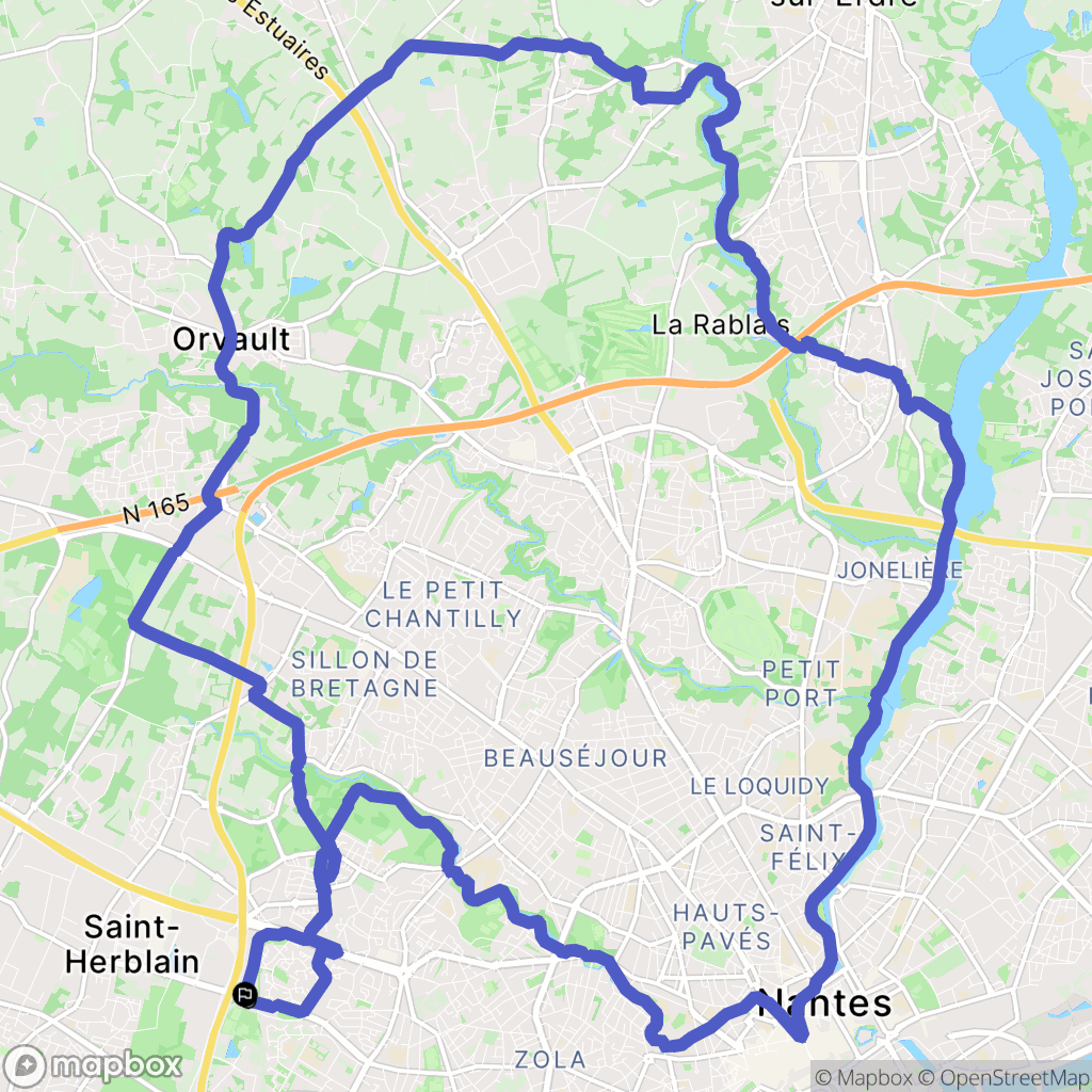 Nantes : carte du parcours de randonnée - France