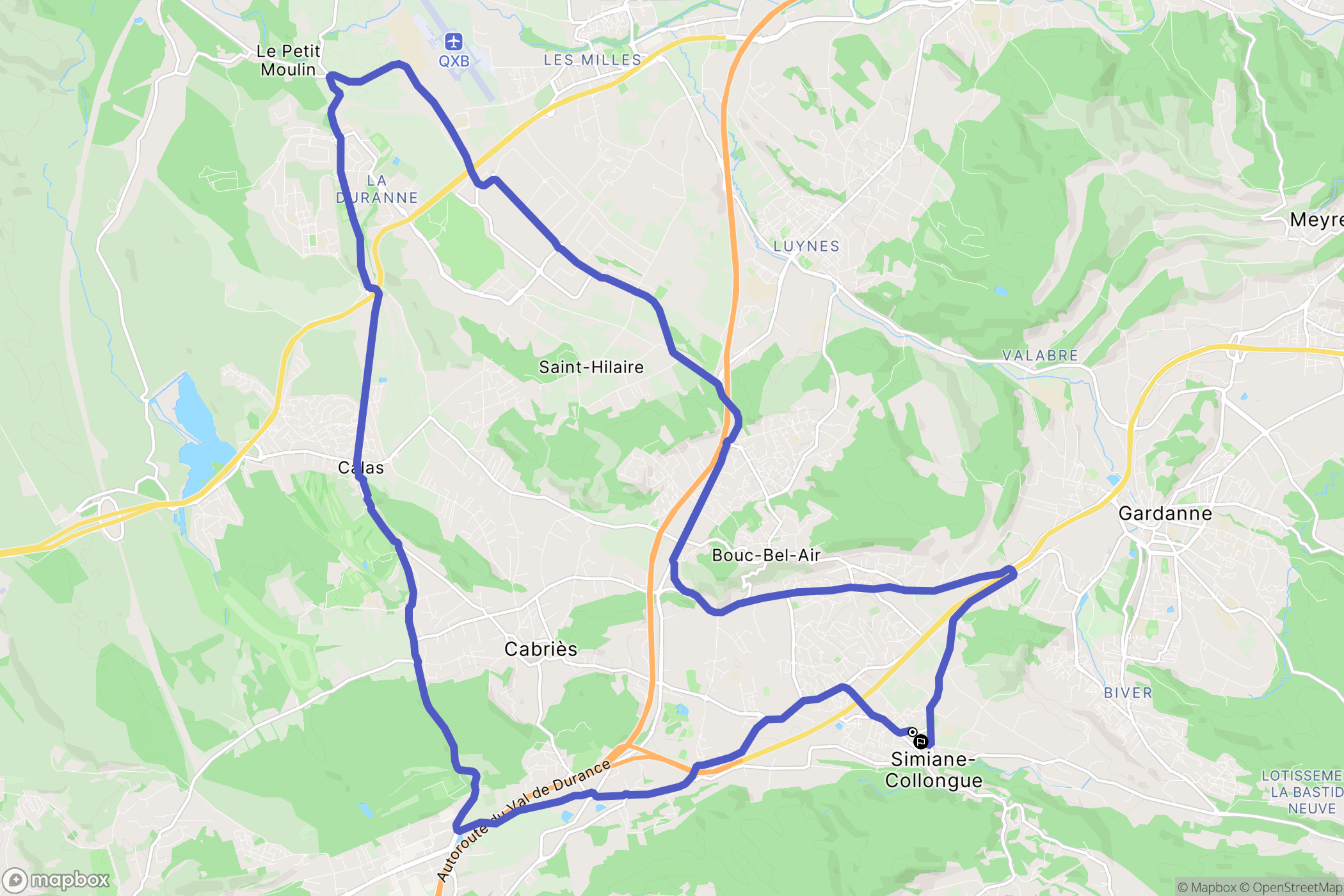 Bouc-Bel-Air : carte du parcours de randonnée - France