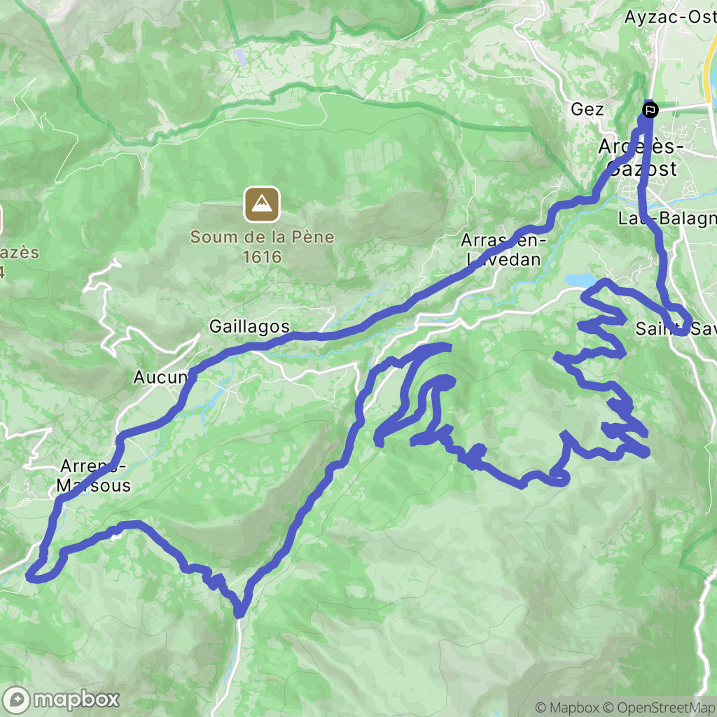 Argelès-Gazot : carte du parcours de randonnée - France