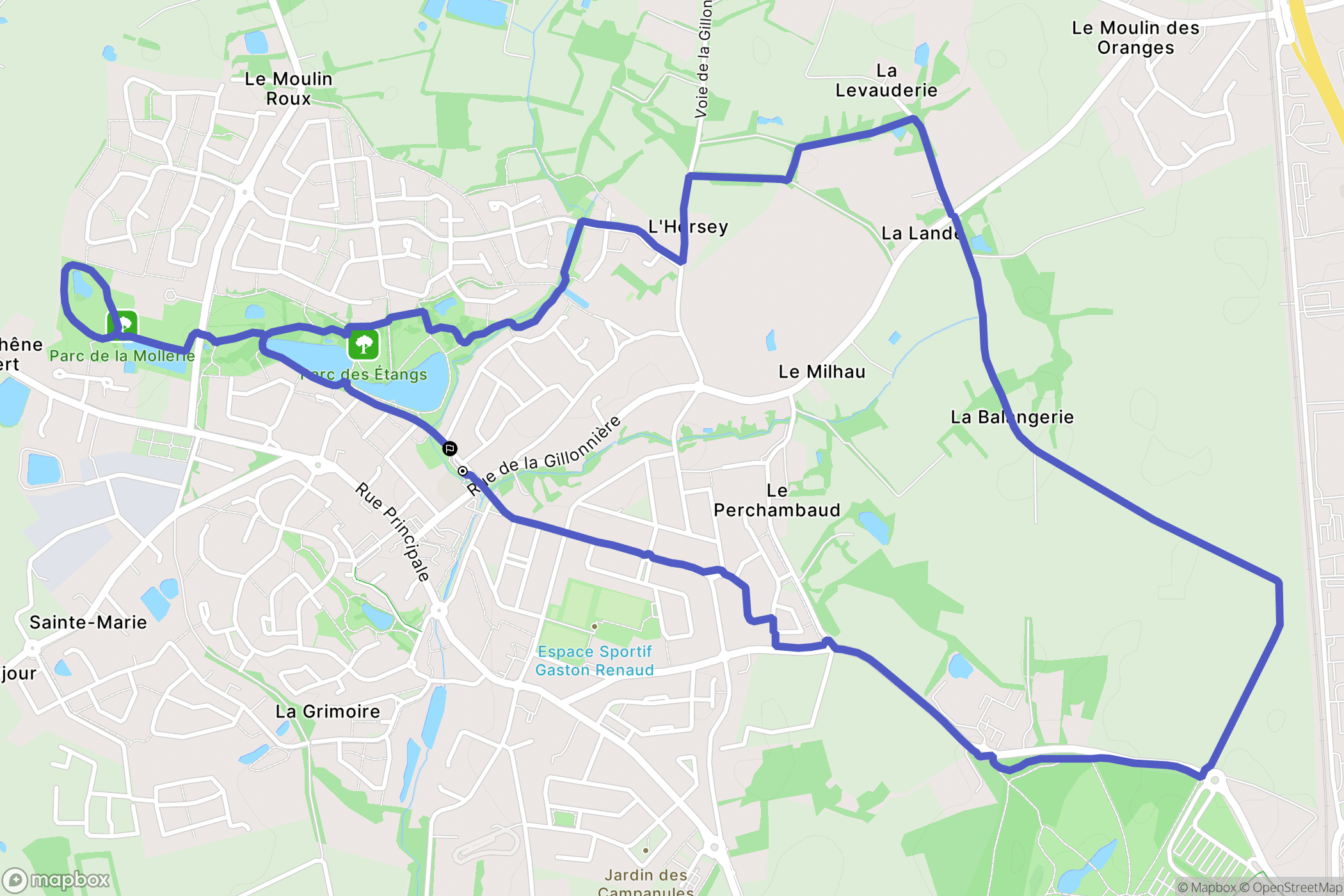 Mouilleron : carte du parcours de randonnée - France