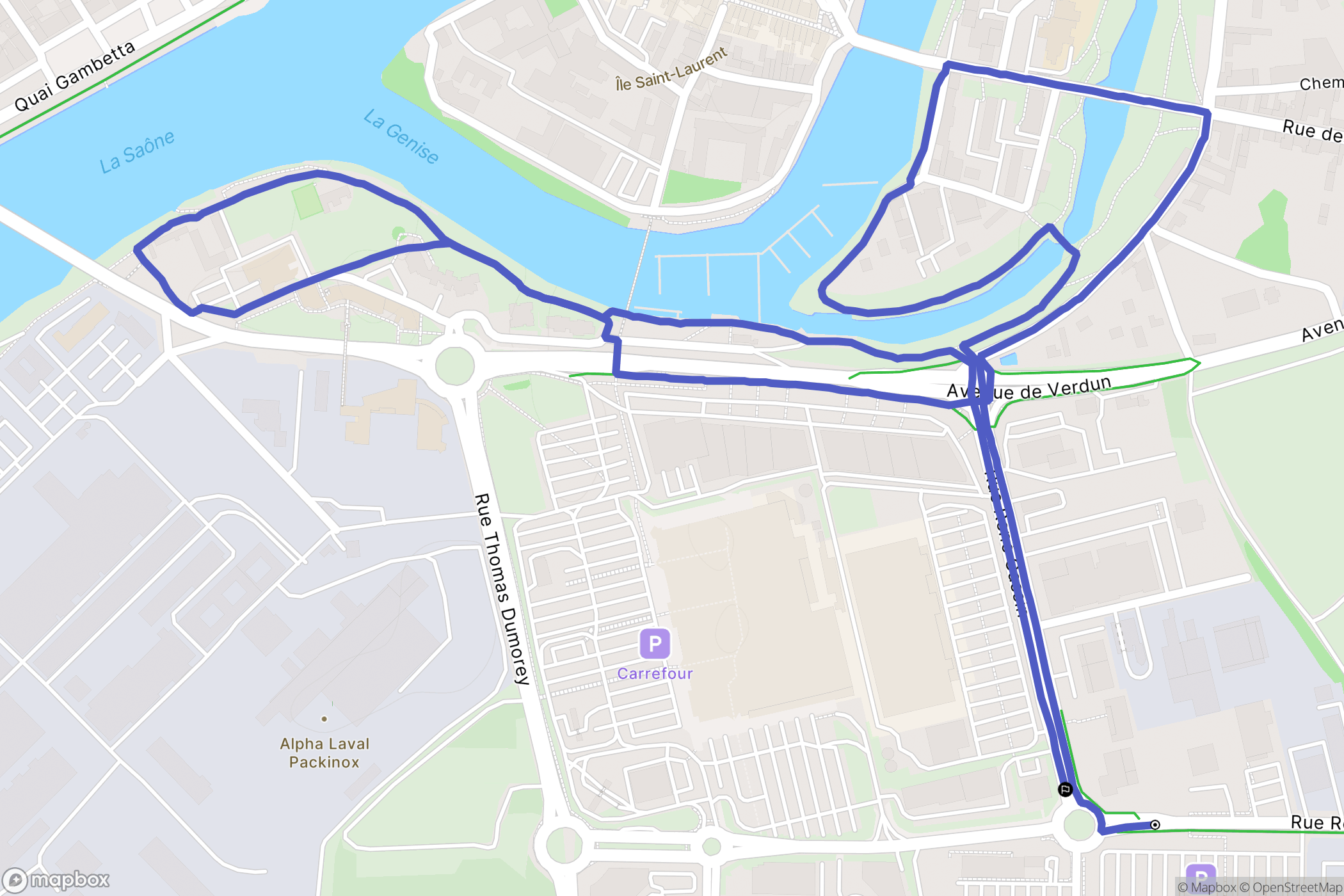 Chalon-sur-Saône : carte du parcours de randonnée - France