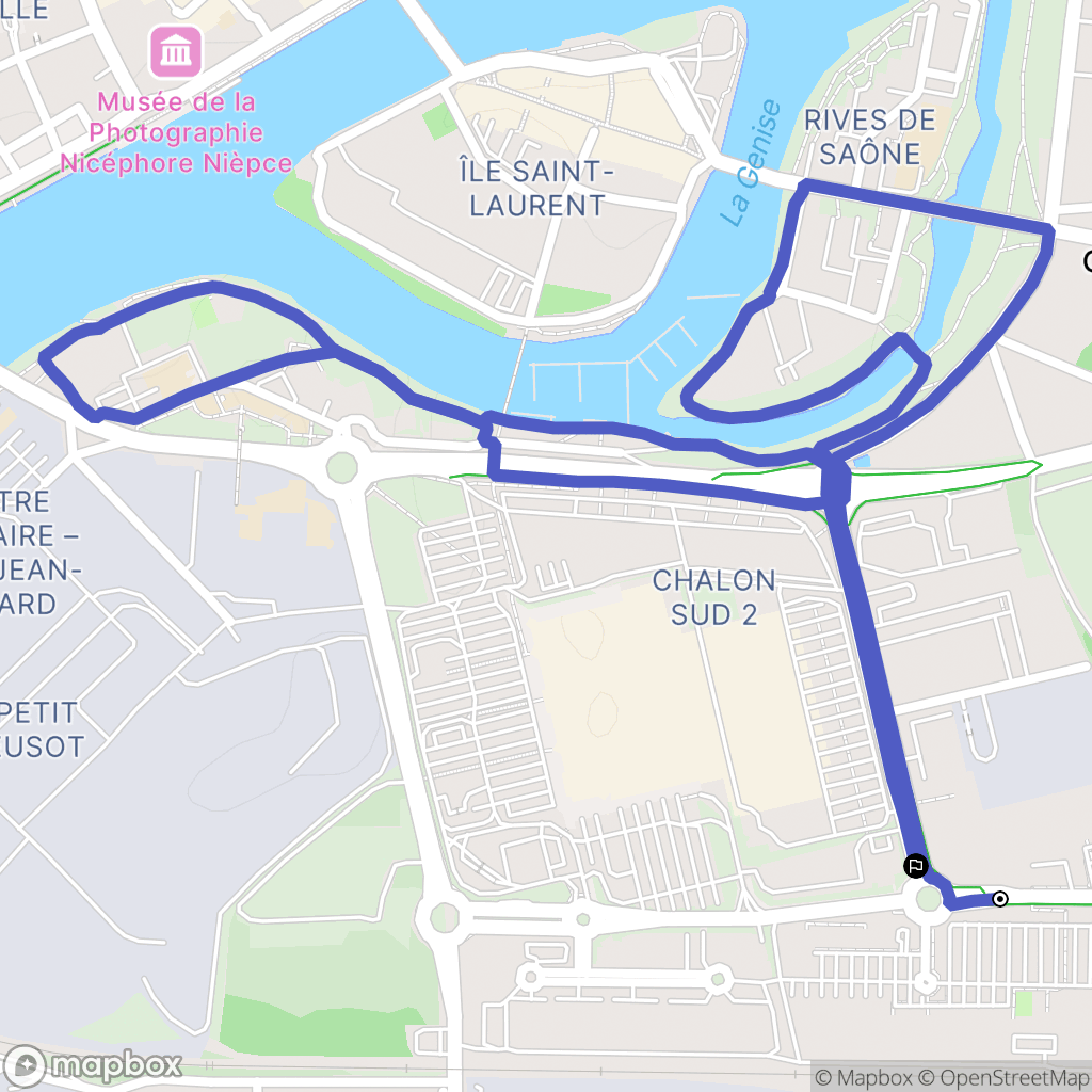 Chalon-sur-Saône : carte du parcours de randonnée - France