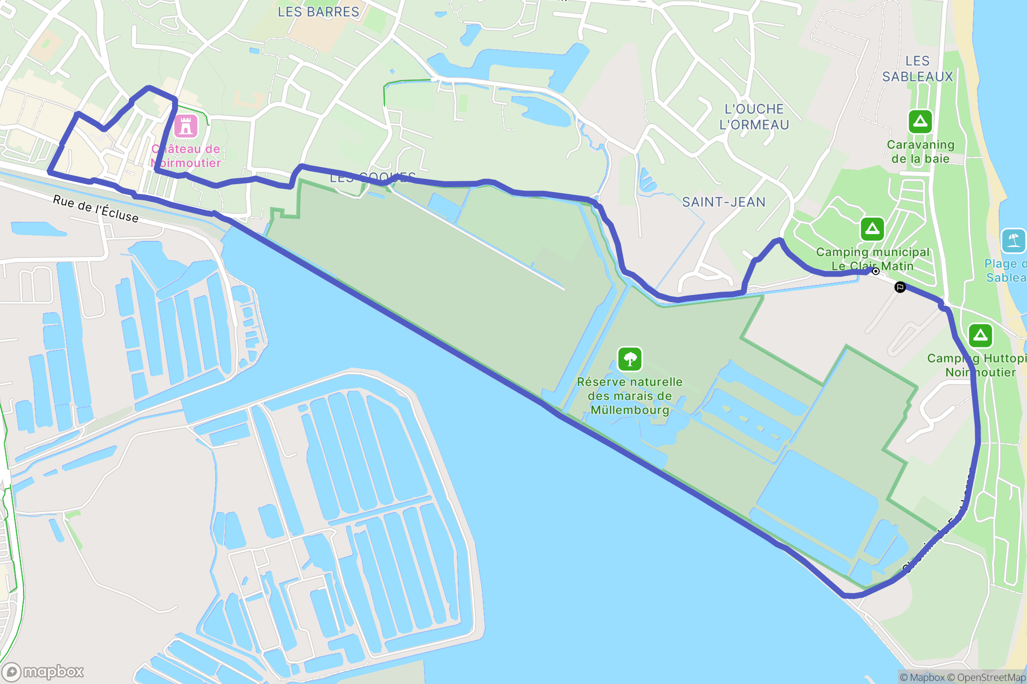 Noirmoutier : carte du parcours de randonnée - France