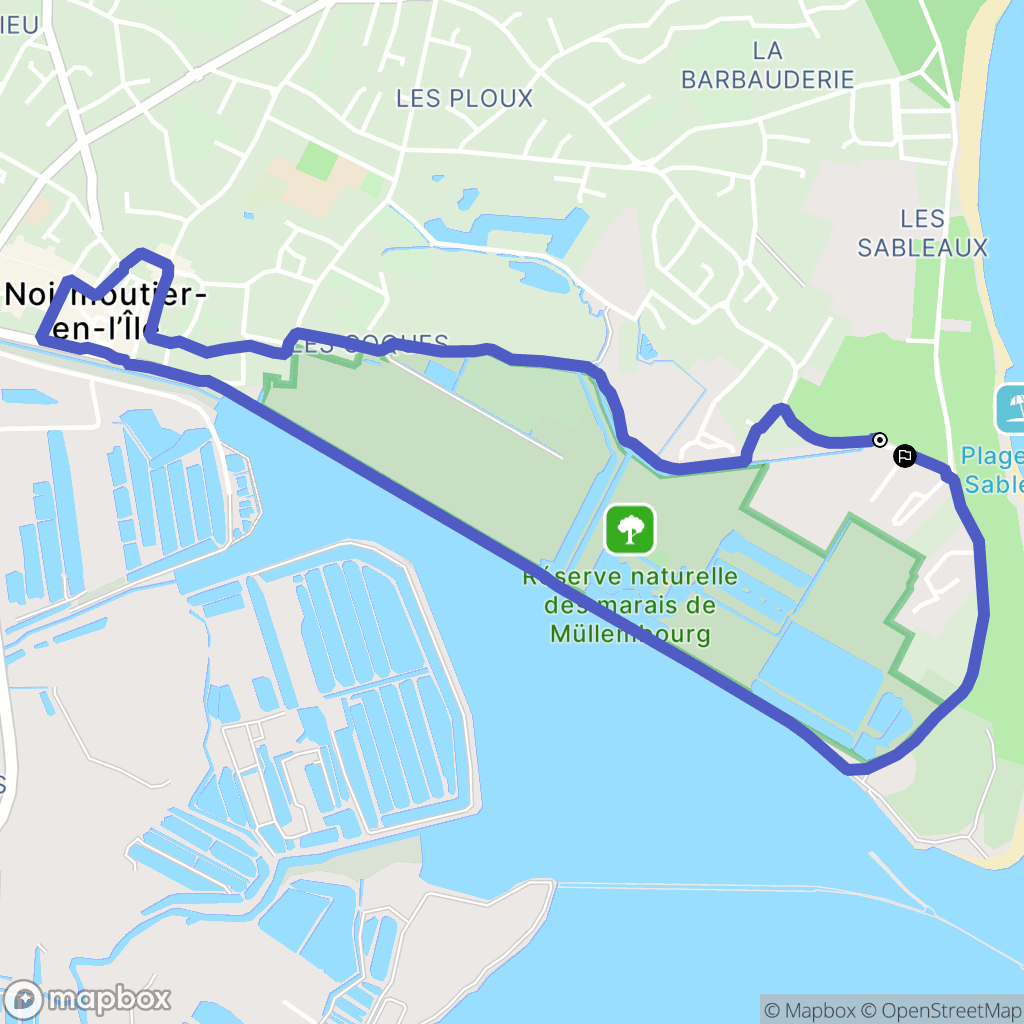 Noirmoutier : carte du parcours de randonnée - France