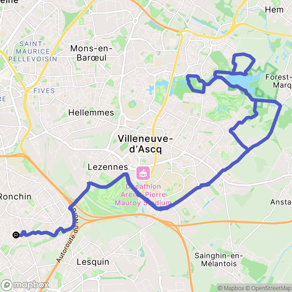 Ronchin : carte du parcours de randonnée - France
