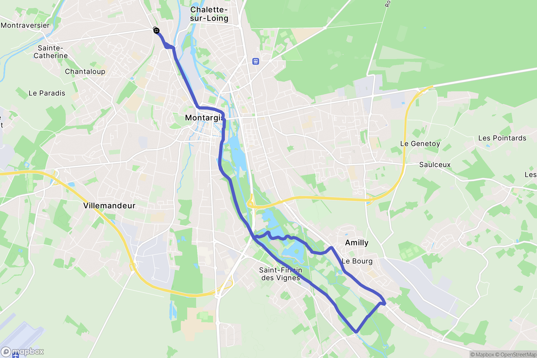 Chalette sur Long : carte du parcours de randonnée - France